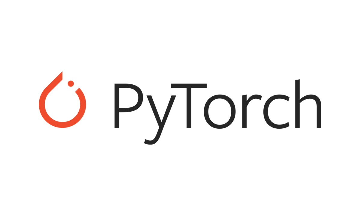 Logo of PyTorch featuring a stylized red flame icon followed by the word PyTorch in black text.