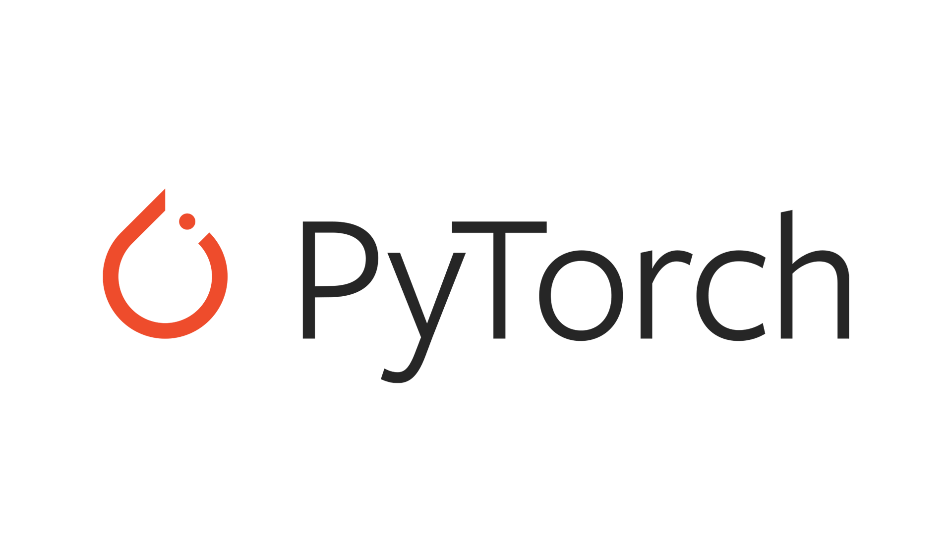 Logo of PyTorch featuring a stylized red flame icon followed by the word PyTorch in black text.