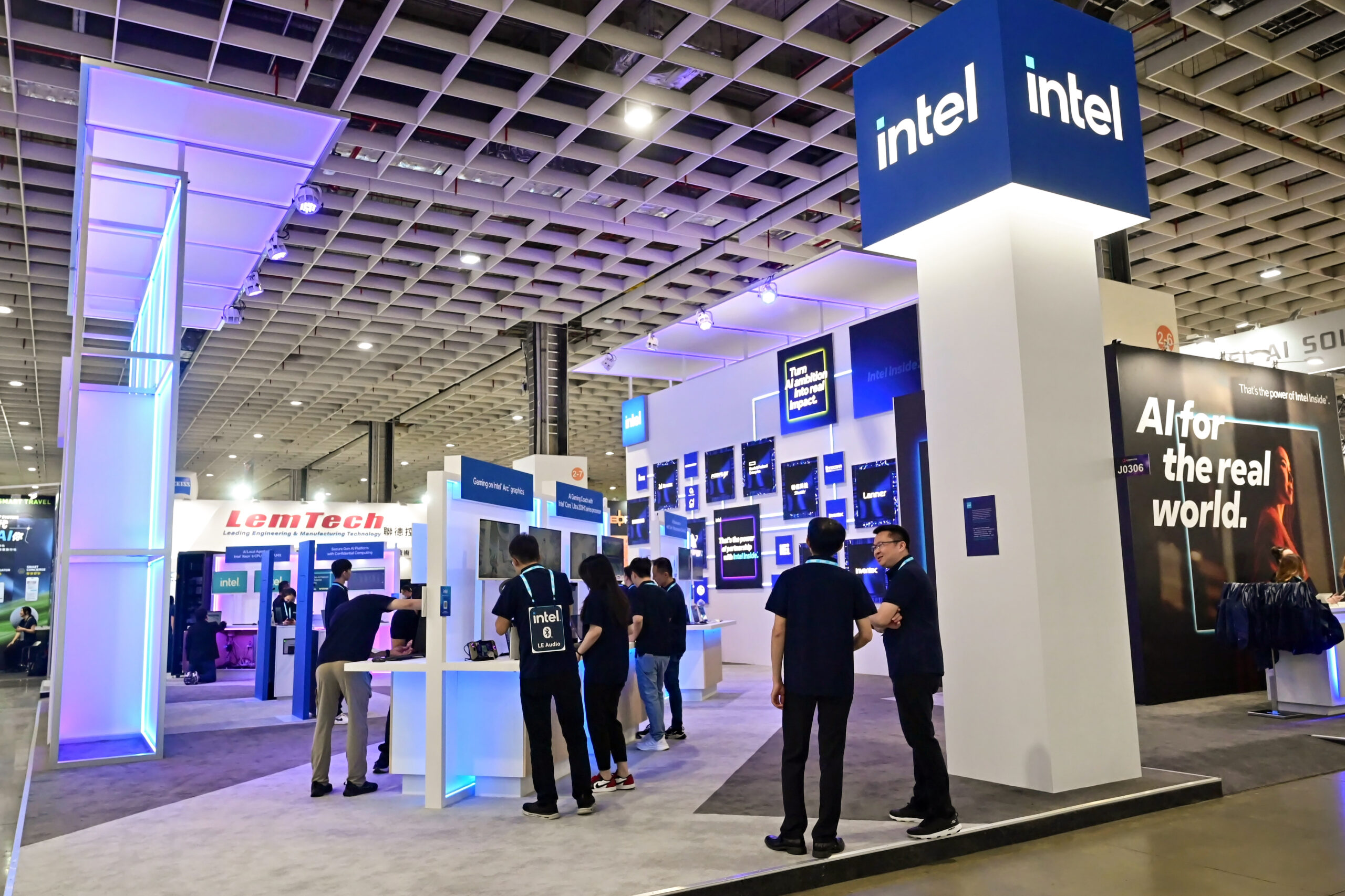 At Computex 2025 in Taipei, Taiwan, the Intel booth showcases AI