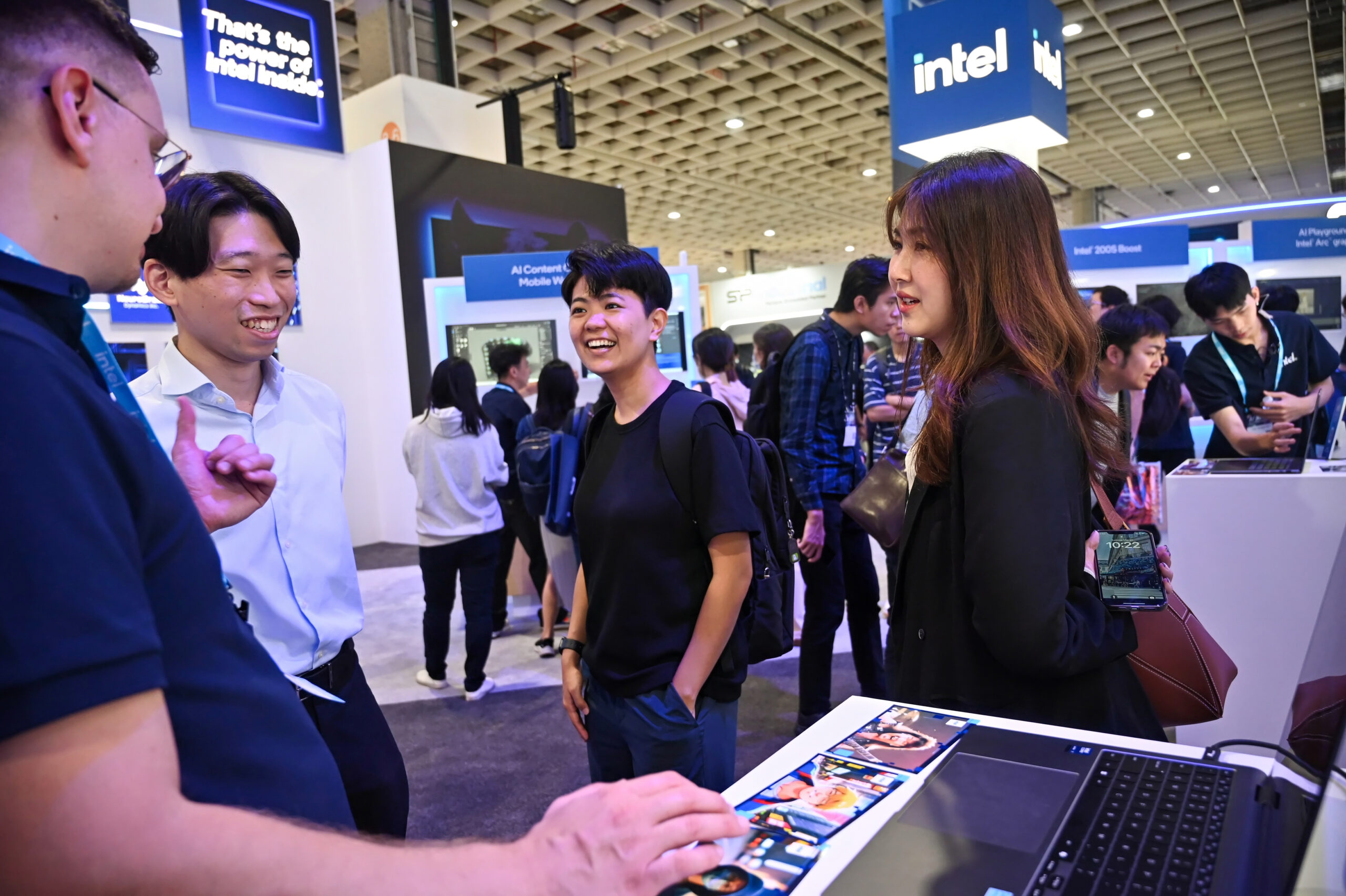 At Computex 2025 in Taipei, Taiwan, the Intel booth showcases AI