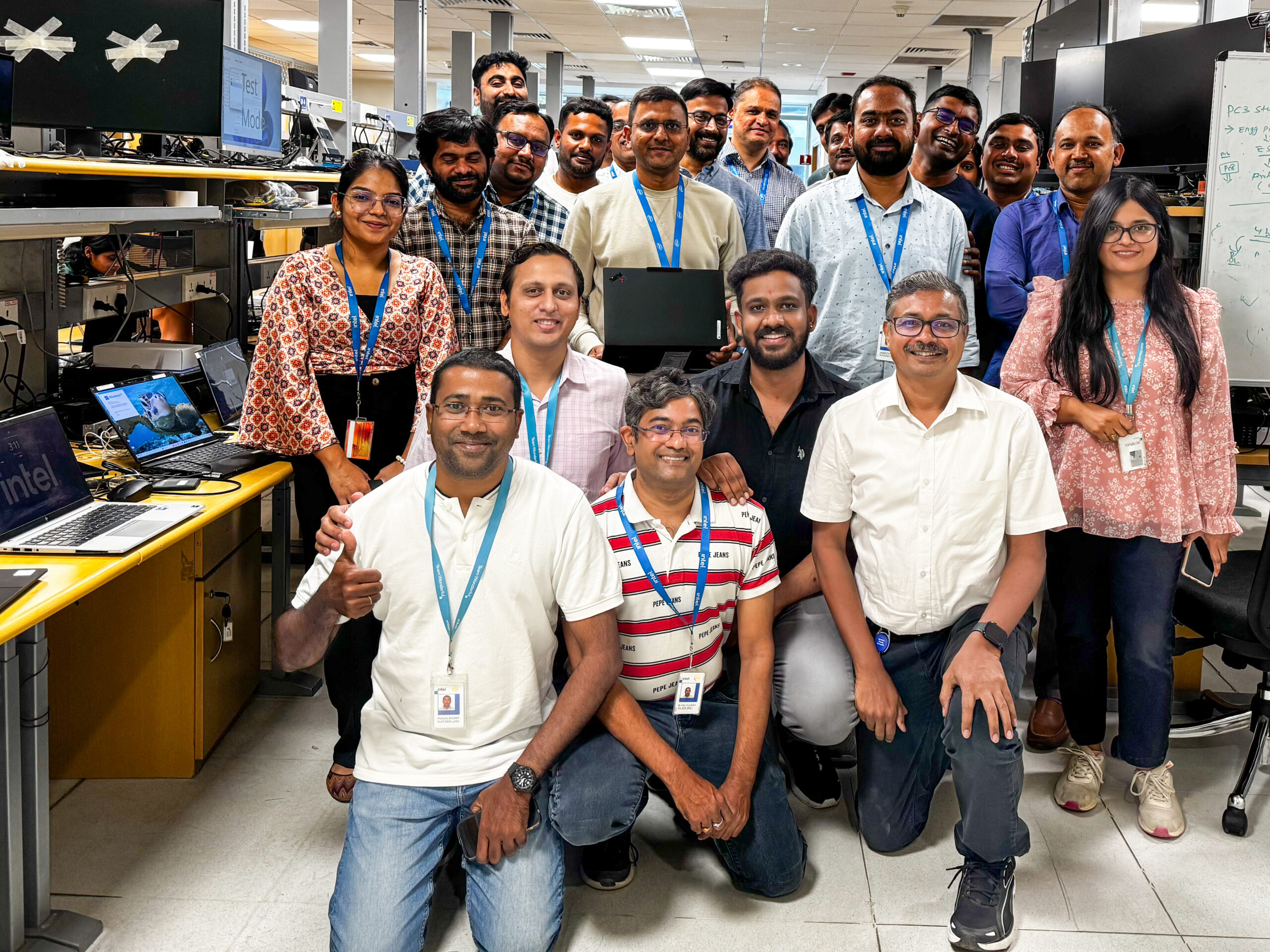 Bhavesh Shroff (center, holding the latest Lenovo Aura Edition P
